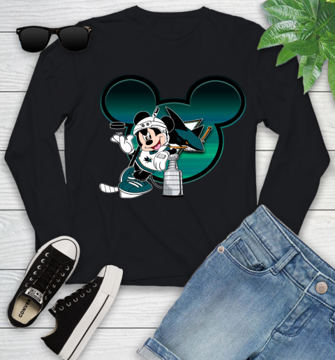 NHL San Jose Sharks Stanley Cup Mickey Mouse Disney Hockey T Shirt Youth Long Sleeve 2