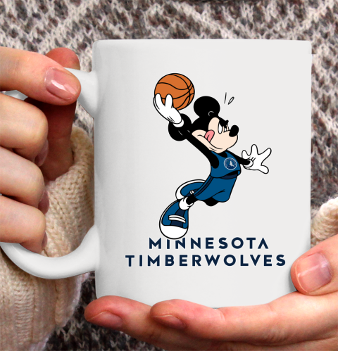 NBA Basketball Minnesota Timberwolves Cheerful Mickey Mouse Shirt Ceramic Mug 11oz 2