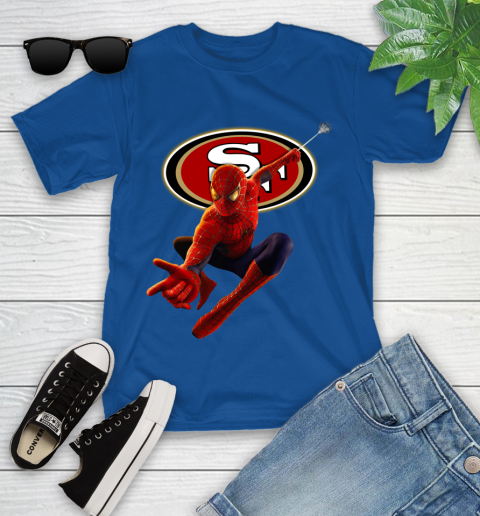 NFL Spider Man Avengers Endgame Football San Francisco 49ers Youth T-Shirt 9