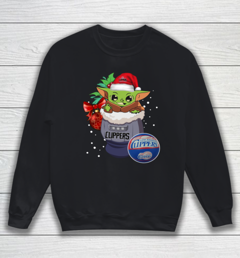 LA Clippers Christmas Baby Yoda Star Wars Funny Happy NBA Sweatshirt