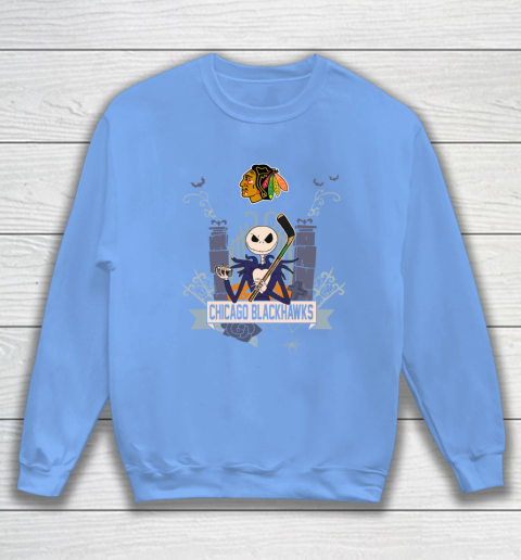 NHL Chicago Blackhawks Hockey Jack Skellington Halloween Sweatshirt 8