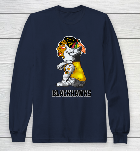 NHL My Cat Loves Chicago Blackhawks Hockey Long Sleeve T-Shirt 2