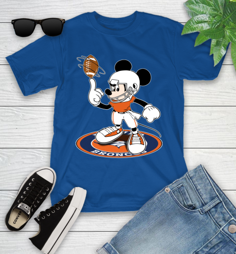 NFL Football Denver Broncos Cheerful Mickey Disney Shirt Youth T-Shirt 9