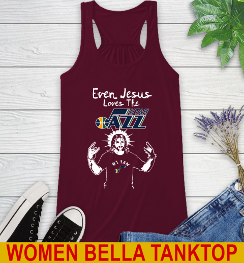 Utah Jazz NBA Basketball Even Jesus Loves The Jazz Shirt Racerback Tank 2
