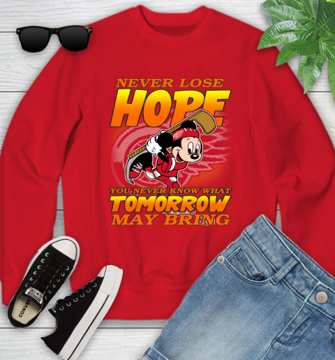 Detroit Red Wings NHL Hockey ootball Mickey Disney Never Lose Hope Youth Sweatshirt 8