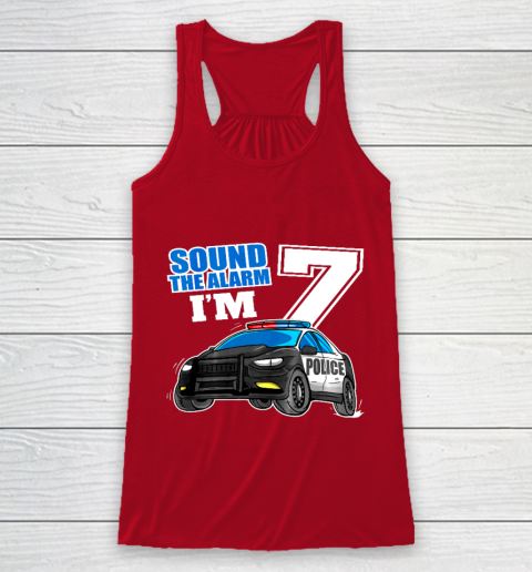 Kids Police Car 7th Birthday Shirt Boy 7 Cop Policeman Officer 7 Year Old Racerback Tank 4