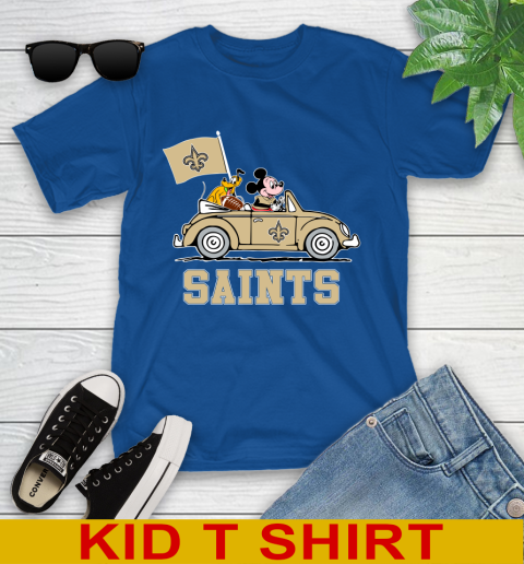 NFL Football New Orleans Saints Pluto Mickey Driving Disney Shirt Youth T-Shirt 9