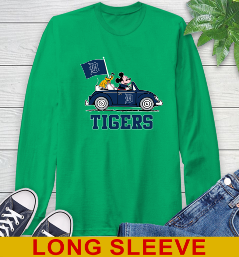 MLB Baseball Detroit Tigers Pluto Mickey Driving Disney Shirt Long Sleeve T-Shirt 7