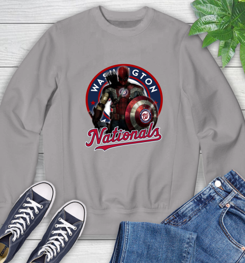 MLB Captain America Thor Spider Man Hawkeye Avengers Endgame Baseball Washington Nationals Sweatshirt 5