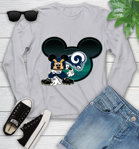 NFL Los Angeles Rams Mickey Mouse Disney Football T Shirt Youth Long Sleeve 5