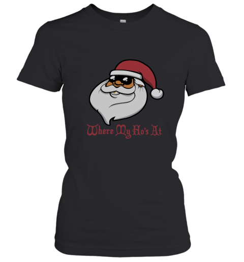 Where My Ho's At Santa Clause Slouchy Off Shoulder Women's T-Shirt