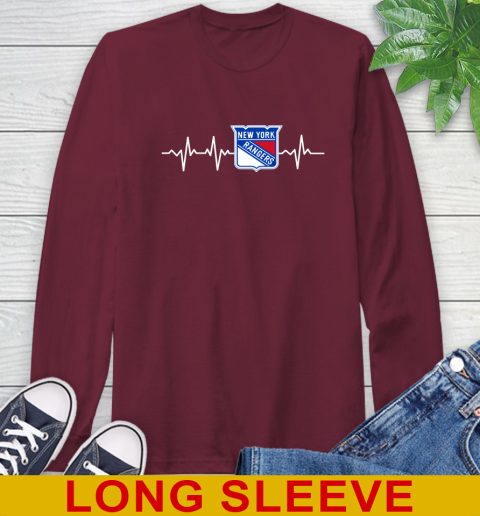 New York Rangers NHL Hockey Heart Beat Shirt Long Sleeve T-Shirt 7