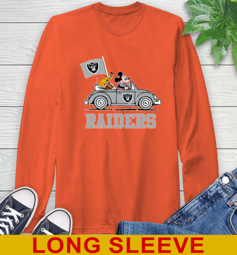 NFL Football Oakland Raiders Pluto Mickey Driving Disney Shirt Long Sleeve T-Shirt 5