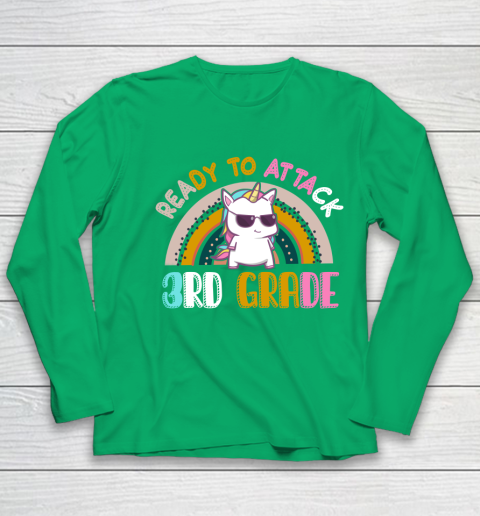 Back to school shirt Ready To Attack 3rd grade Unicorn Youth Long Sleeve 4
