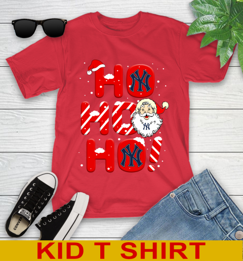 New York Yankees MLB Baseball Ho Ho Ho Santa Claus Merry Christmas Shirt Youth T-Shirt 11