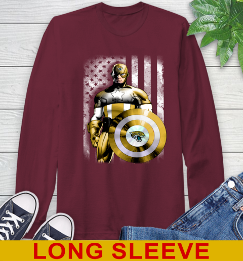 Jacksonville Jaguars NFL Football Captain America Marvel Avengers American Flag Shirt Long Sleeve T-Shirt 7
