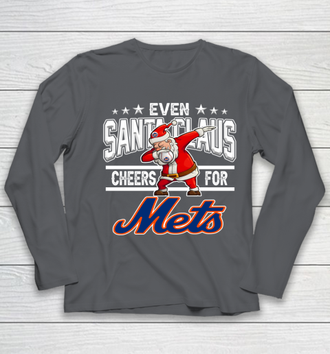 New York Mets Even Santa Claus Cheers For Christmas MLB Youth Long Sleeve 6