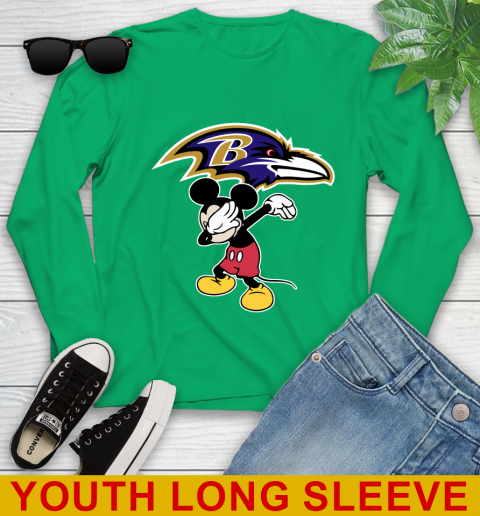 Baltimore Ravens NFL Football Dabbing Mickey Disney Sports Youth Long Sleeve 7