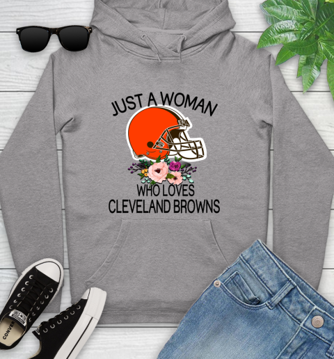 NFL Just A Woman Who Loves Cleveland Browns Football Sports Youth Hoodie 4