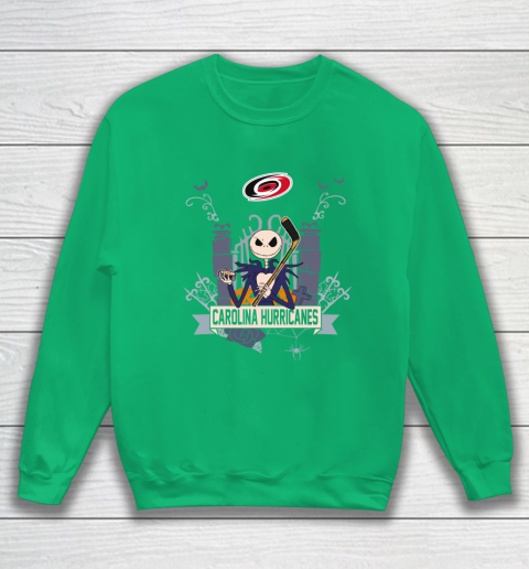 NHL Carolina Hurricanes Hockey Jack Skellington Halloween Sweatshirt 5