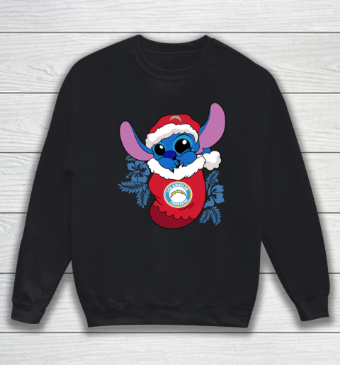 Los Angeles Chargers Christmas Stitch In The Sock Funny Disney NFL Sweatshirt