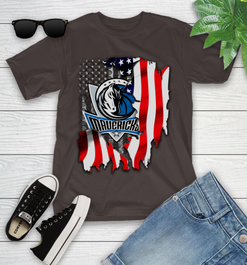 Dallas Mavericks NBA Basketball American Flag Youth T-Shirt 7