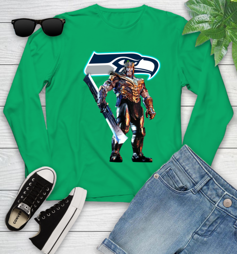NFL Thanos Gauntlet Avengers Endgame Football Seattle Seahawks Youth Long Sleeve 6