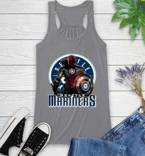 MLB Captain America Thor Spider Man Hawkeye Avengers Endgame Baseball Seattle Mariners Racerback Tank 5