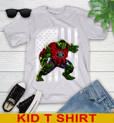 Toronto Raptors Hulk Marvel Avengers NBA Basketball American Flag Youth T-Shirt 4