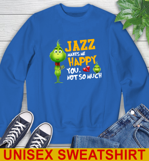 NBA Utah Jazz Makes Me Happy You Not So Much Grinch Basketball Sports Sweatshirt 11