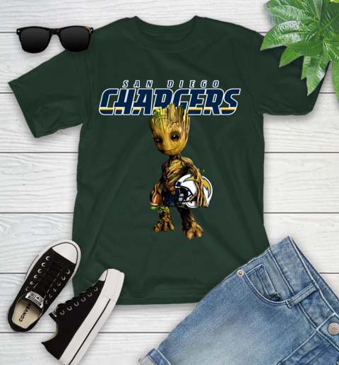 Los Angeles Chargers NFL Football Groot Marvel Guardians Of The Galaxy Youth T-Shirt 5