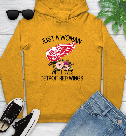 NHL Just A Woman Who Loves Detroit Red Wings Hockey Sports Youth Hoodie 2
