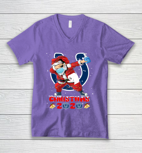 Indianapolis Colts Funny Santa Claus Dabbing Christmas 2020 NFL V-Neck T-Shirt 8