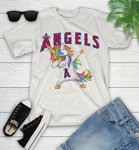 Los Angeles Angels MLB Baseball Funny Unicorn Dabbing Sports Youth T-Shirt 12