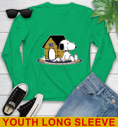 MLB Baseball Milwaukee Brewers Snoopy The Peanuts Movie Shirt Youth Long Sleeve 7