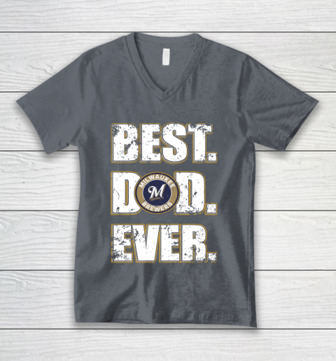 MLB Milwaukee Brewers Baseball Best Dad Ever Family Shirt V-Neck T-Shirt - Image 5