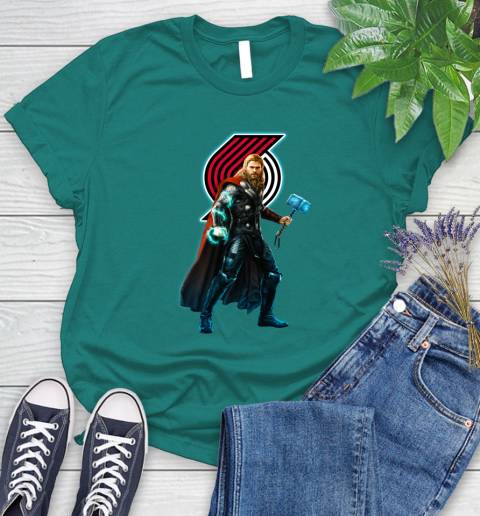 NBA Thor Avengers Endgame Basketball Portland Trail Blazers Women's T-Shirt 12