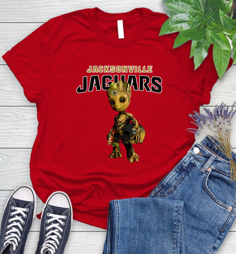 Jacksonville Jaguars NFL Football Groot Marvel Guardians Of The Galaxy Women's T-Shirt 9