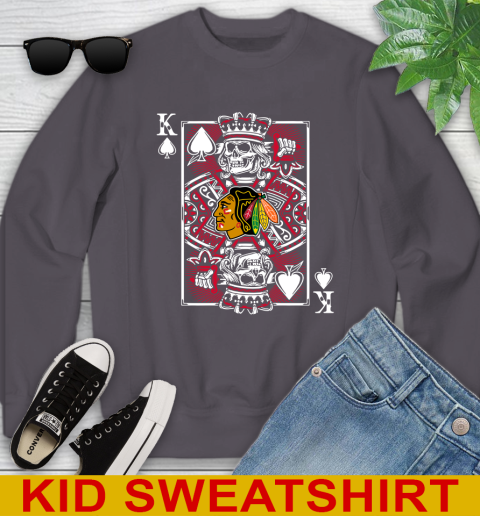 Chicago Blackhawks NHL Hockey The King Of Spades Death Cards Shirt Youth Sweatshirt 5