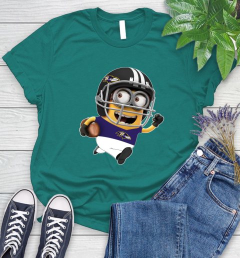 NFL Baltimore Ravens Minions Disney Football Sports Women's T-Shirt 12