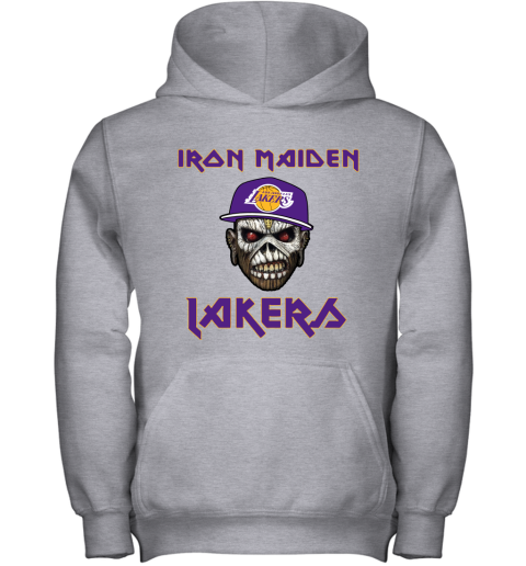 3mxd nba los angeles lakers iron maiden rock band music basketball youth hoodie 43 front sport grey