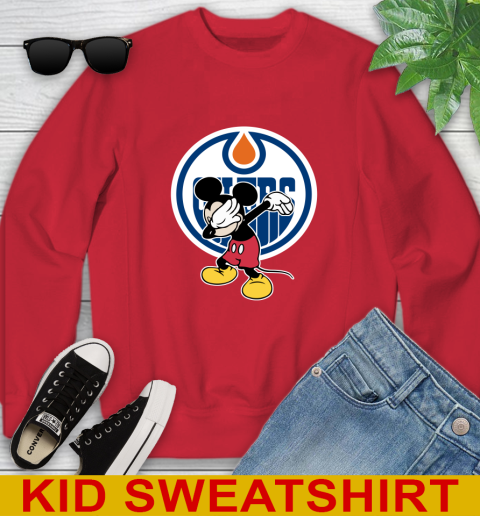 Edmonton Oilers NHL Hockey Dabbing Mickey Disney Sports Youth Sweatshirt 8