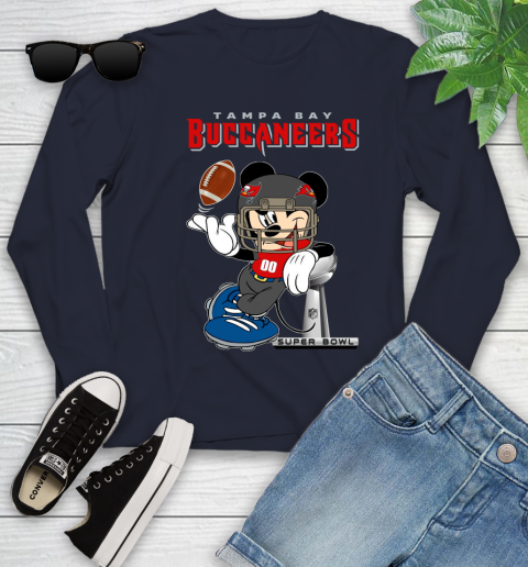 NFL Tampa Bay Buccaneers Mickey Mouse Disney Super Bowl Football T Shirt Youth Long Sleeve 3