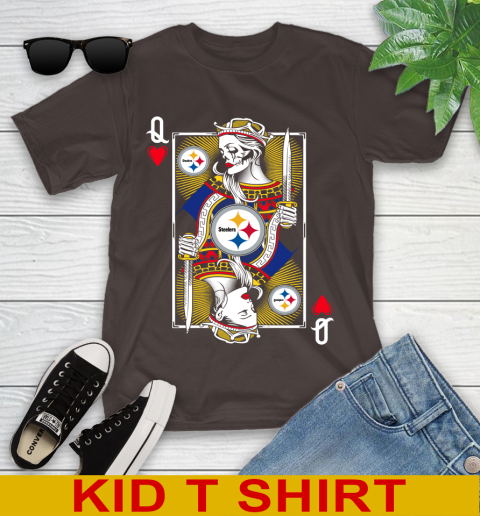 NFL Football Pittsburgh Steelers The Queen Of Hearts Card Shirt Youth T-Shirt 6