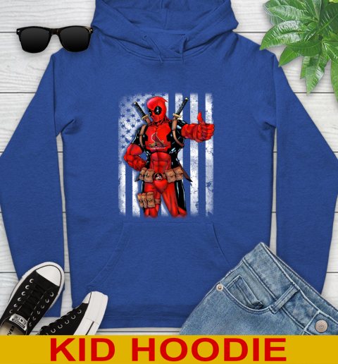 MLB Baseball St.Louis Cardinals Deadpool American Flag Shirt Youth Hoodie 10