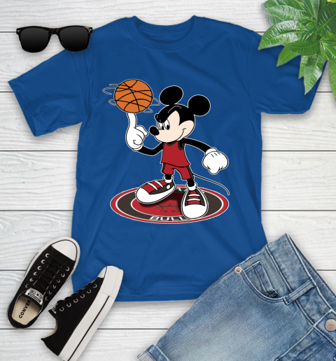 NBA Basketball Chicago Bulls Cheerful Mickey Disney Shirt Youth T-Shirt 9