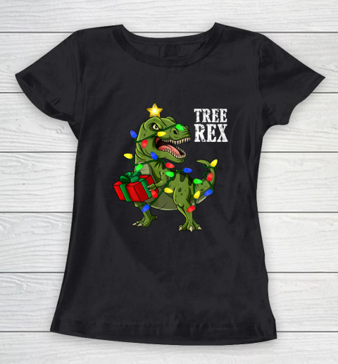 Christmas Dinosaur Tree Rex Boys Girls Kids Xmas Gift Women's T-Shirt