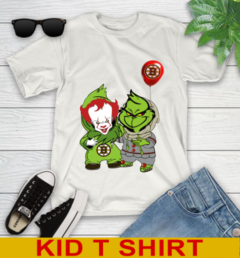Boston Bruins Baby Pennywise Grinch Christmas NHL Hockey Youth T-Shirt