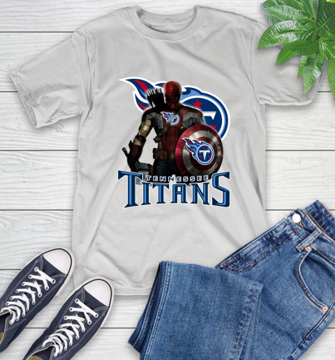 NFL Captain America Thor Spider Man Hawkeye Avengers Endgame Football Tennessee Titans T-Shirt