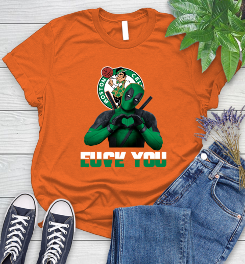 NBA Boston Celtics Deadpool Love You Fuck You Basketball Sports Women's T-Shirt 3